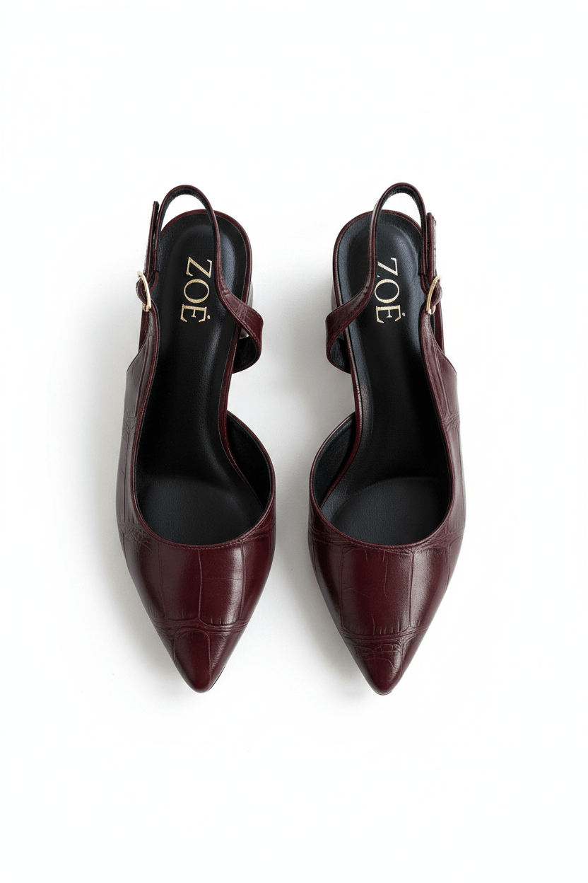 Tacones Burdeos 15008 Hebilla Slingback Animal Print Ejecutivo Zoé Brand Costa Rica