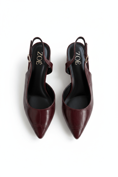 Tacones Burdeos 15008 Hebilla Slingback Animal Print Ejecutivo Zoé Brand Costa Rica