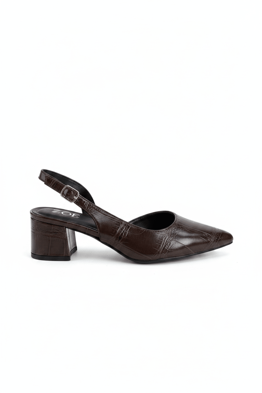 Tacones Café 15009 Hebilla Slingback Animal Print Ejecutivo Zoé Brand Costa Rica