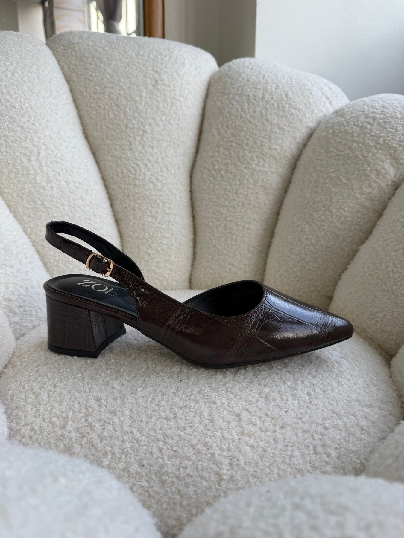 Tacones Café 15009 Hebilla Slingback Animal Print Ejecutivo Zoé Brand Costa Rica