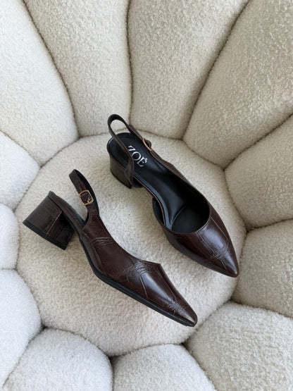 Tacones Café 15009 Hebilla Slingback Animal Print Ejecutivo Zoé Brand Costa Rica