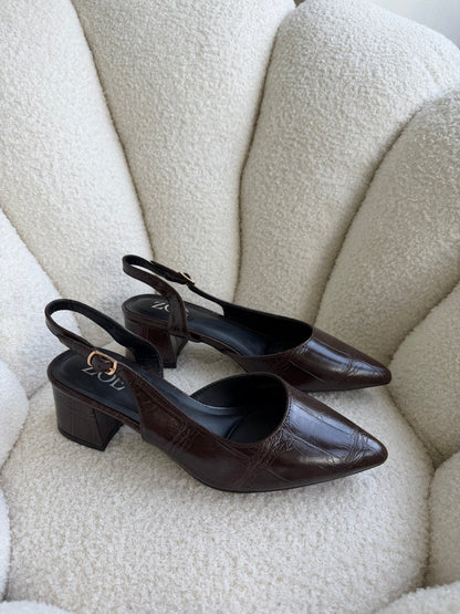Tacones Café 15009 Hebilla Slingback Animal Print Ejecutivo Zoé Brand Costa Rica