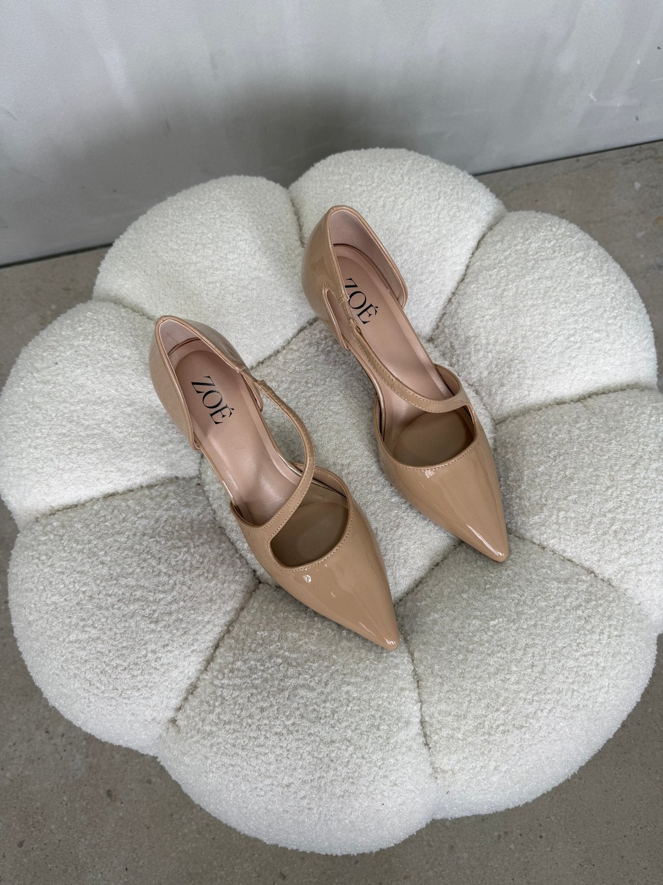 Tacones Nude Charol 15010 Stiletos Slingback Ejecutivo Zoé Brand Costa Rica