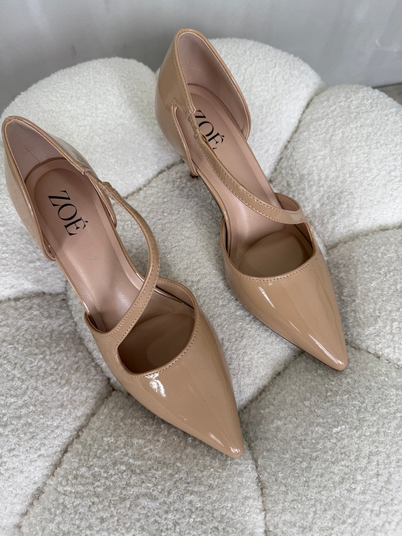 Tacones Nude Charol 15010 Stiletos Slingback Ejecutivo Zoé Brand Costa Rica
