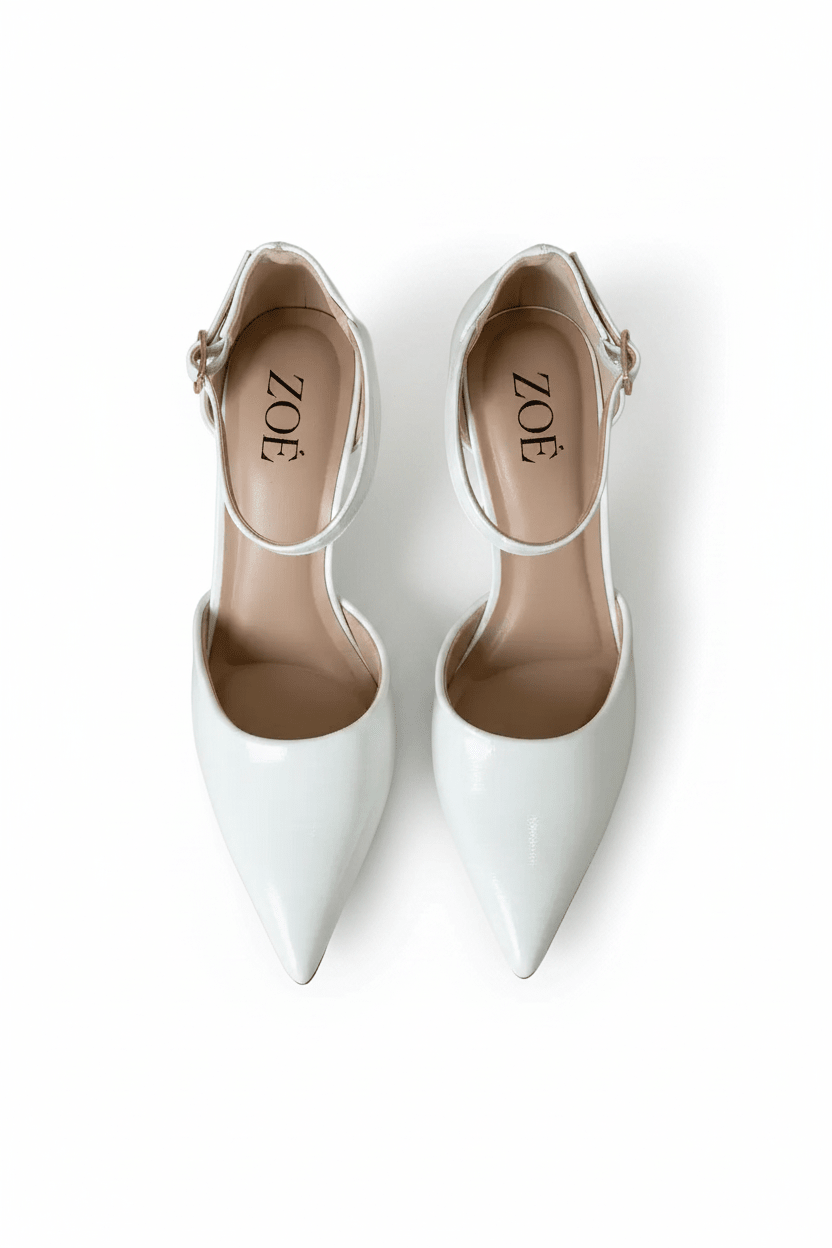 Tacones Blanco Charol 15015 Hebilla Stiletos Ejecutivo Zoé Brand Costa Rica