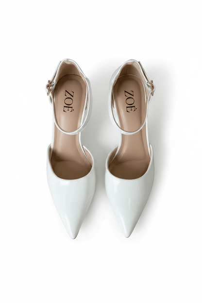 Tacones Blanco Charol 15015 Hebilla Stiletos Ejecutivo Zoé Brand Costa Rica