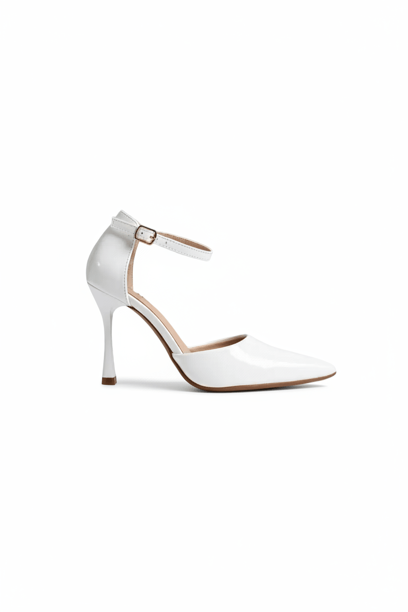 Tacones Blanco Charol 15015 Hebilla Stiletos Ejecutivo Zoé Brand Costa Rica