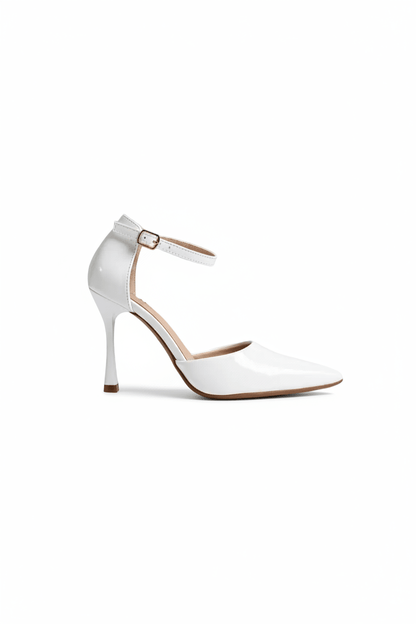 Tacones Blanco Charol 15015 Hebilla Stiletos Ejecutivo Zoé Brand Costa Rica