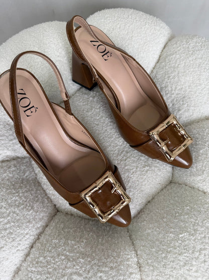 Tacones Café 15020 Hebilla Slingback Ejecutivo Zoé Brand Costa Rica