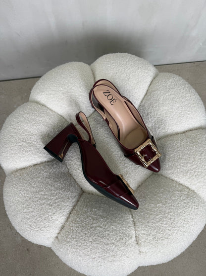 Tacones Burdeos 15021 Hebilla Slingback Ejecutivo Zoé Brand Costa Rica