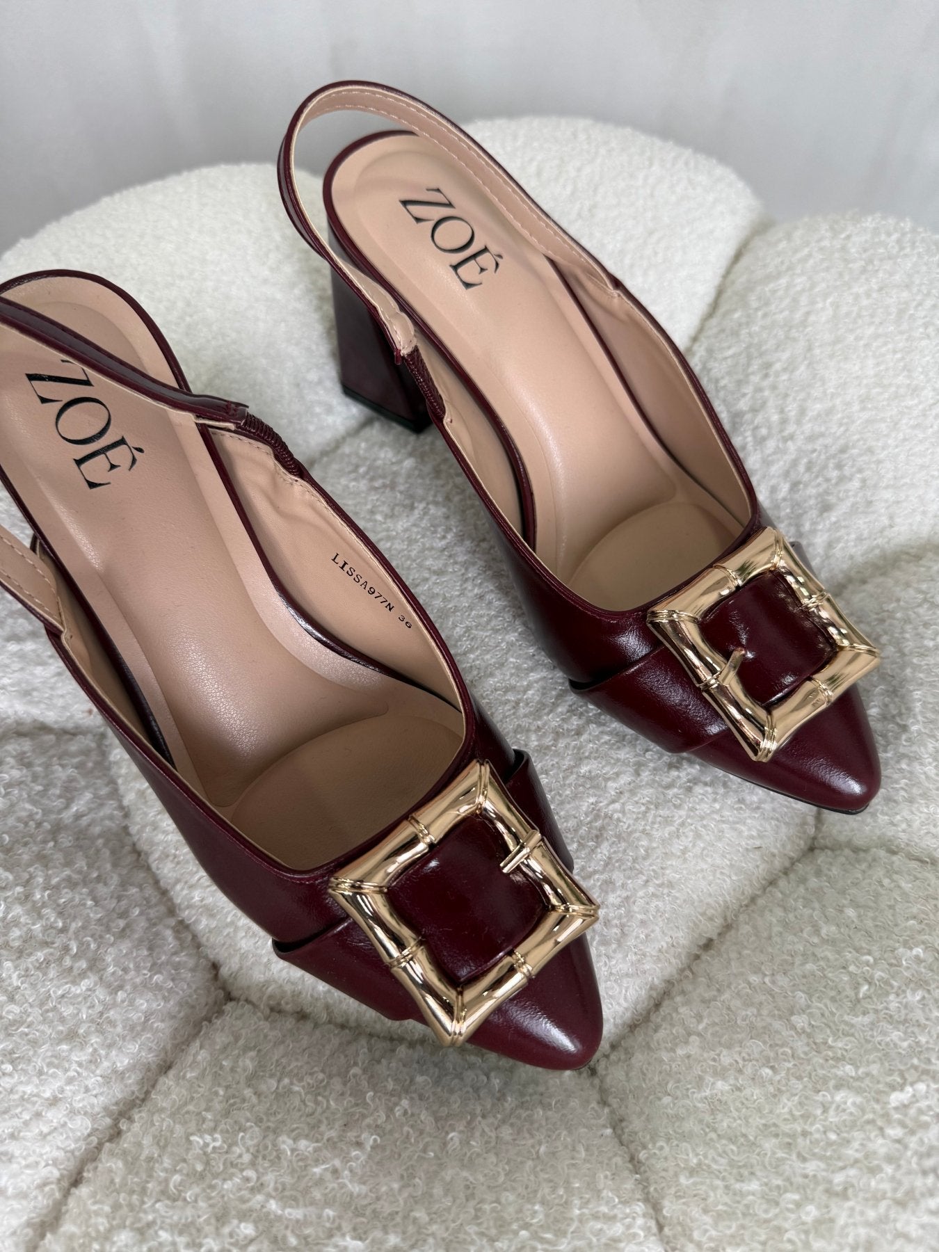 Tacones Burdeos 15021 Hebilla Slingback Ejecutivo Zoé Brand Costa Rica