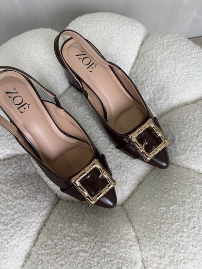 Tacones Café 15022 Hebilla Slingback Ejecutivo Zoé Brand Costa Rica