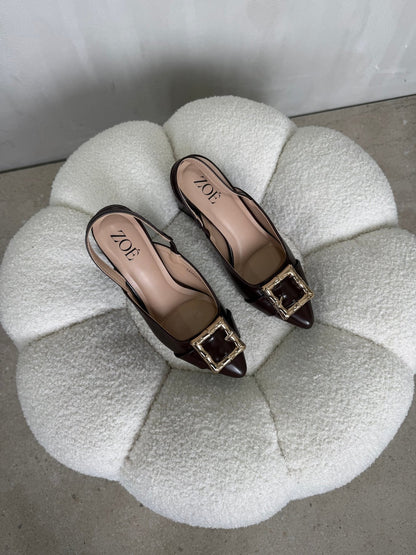 Tacones Café 15022 Hebilla Slingback Ejecutivo Zoé Brand Costa Rica