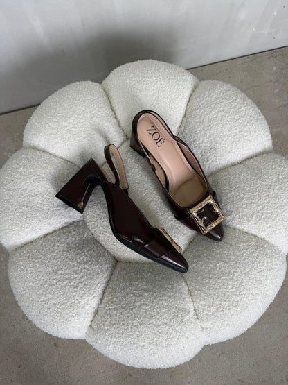 Tacones Café 15022 Hebilla Slingback Ejecutivo Zoé Brand Costa Rica