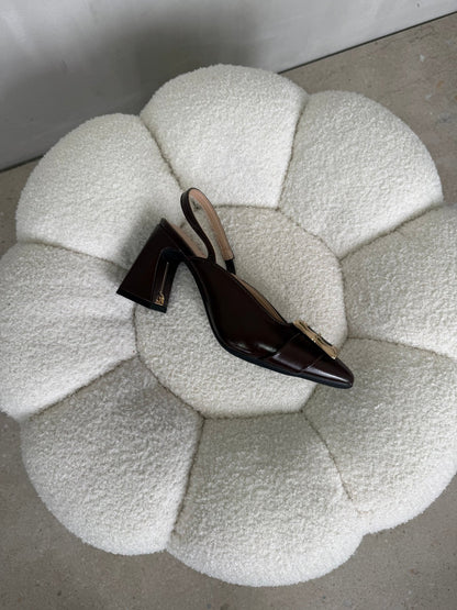 Tacones Café 15022 Hebilla Slingback Ejecutivo Zoé Brand Costa Rica