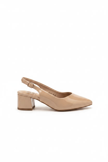 Tacones Beige 15089 Tacón Medio Punta Fina Slingback de mujer Zoé Brand Costa Rica - ZOÉ BRAND 2026 beige charol