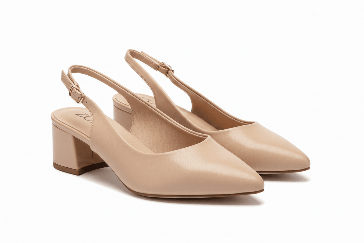Tacones Beige 15089 Tacón Medio Punta Fina Slingback de mujer Zoé Brand Costa Rica - ZOÉ BRAND 2026 beige charol