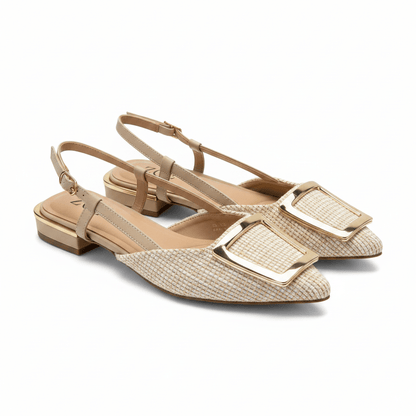 Tacones Beige 15092 Tacón Bajo Punta Fina Slingback de mujer Costa Rica - ZOÉ BRAND 2026 beige clásico