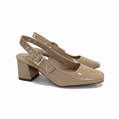 Tacones Beige Charol 15080 Tacón Medio Punta Fina Slingback de mujer Costa Rica - ZOÉ BRAND 2026 beige charol
