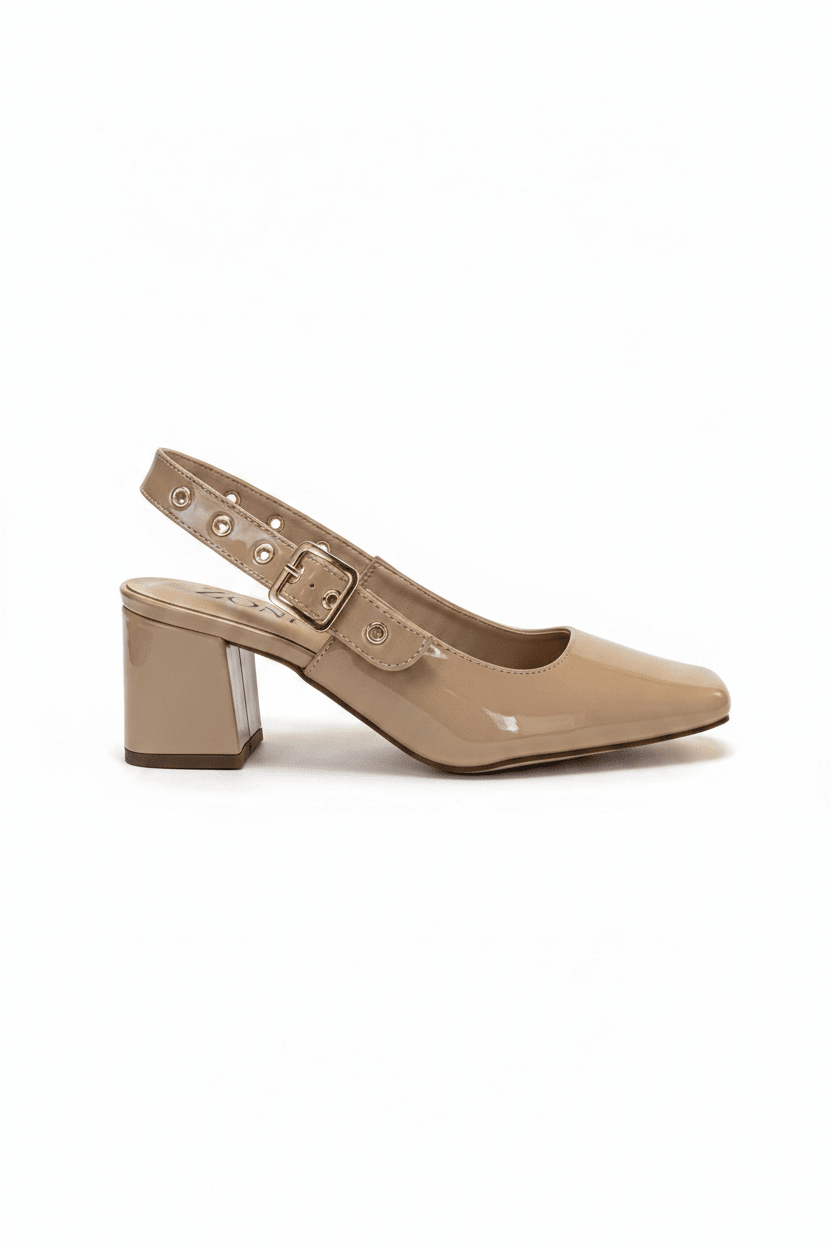 Tacones Beige Charol 15080 Tacón Medio Punta Fina Slingback de mujer Costa Rica - ZOÉ BRAND 2026 beige charol