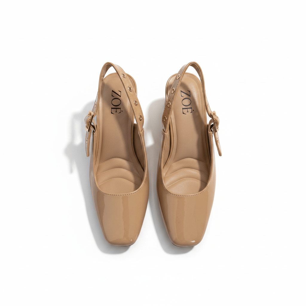 Tacones Beige Charol 15080 Tacón Medio Punta Fina Slingback de mujer Costa Rica - ZOÉ BRAND 2026 beige charol