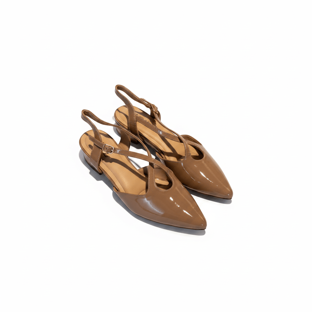 Tacones Beige Charol 15083 Tacón Medio Punta Fina Slingback de mujer Costa Rica - ZOÉ BRAND 2026 beige clásico