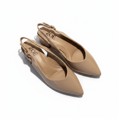 Tacones Beige Charol 15089 Tacón Medio Punta Fina Slingback de mujer Costa Rica - ZOÉ BRAND 2026 beige charol