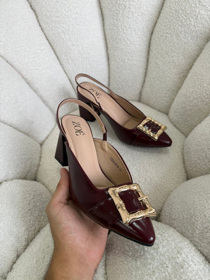 Tacones Burdeos 15021 Hebilla Slingback Ejecutivo Zoé Brand Costa Rica - ZOÉ BRAND 2026 burgundy charol