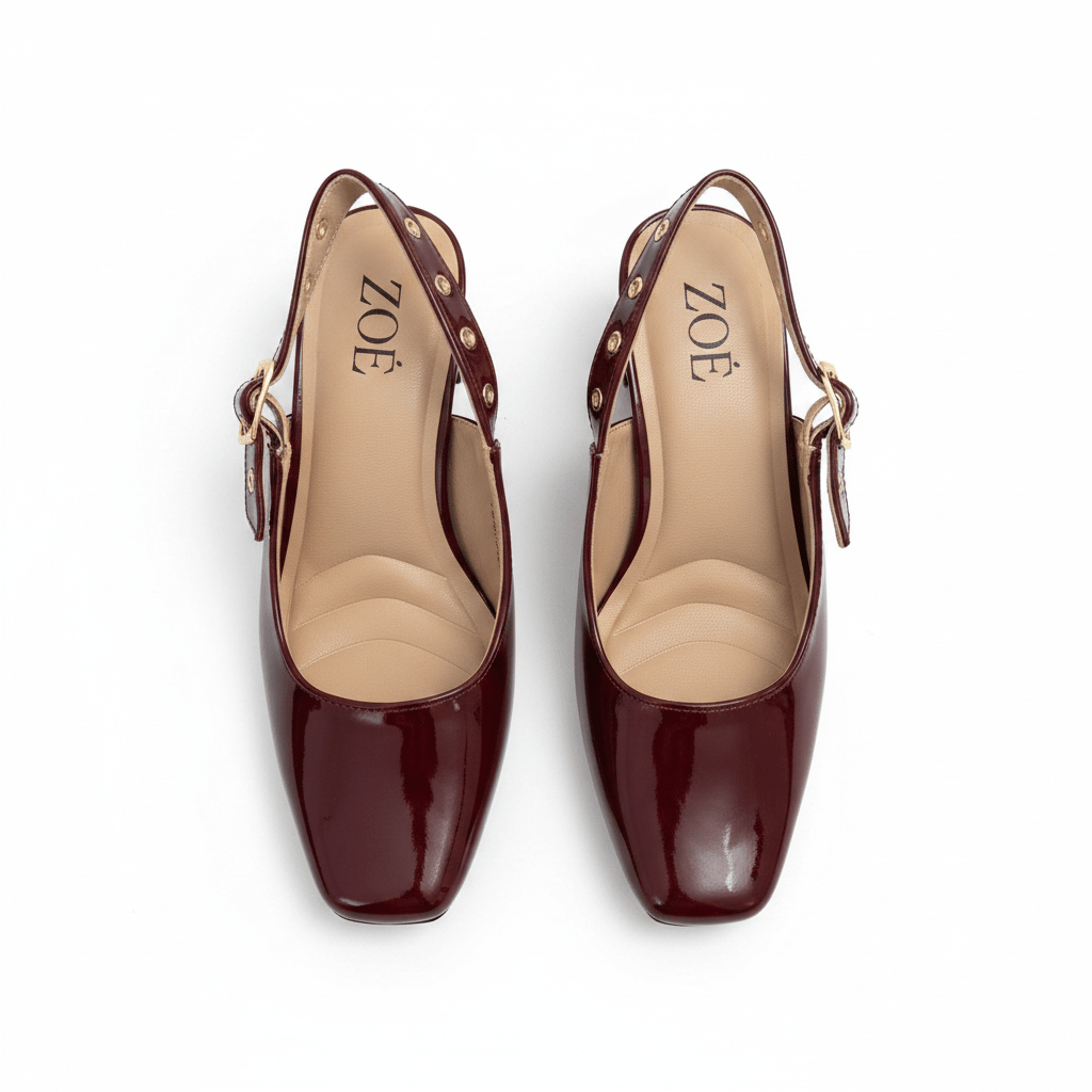 Tacones Burgundy Charol 15081 Tacón Medio Punta Fina Slingback de mujer Costa Rica - ZOÉ BRAND 2026 burgundy charol