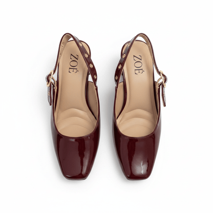 Tacones Burgundy Charol 15081 Tacón Medio Punta Fina Slingback de mujer Costa Rica - ZOÉ BRAND 2026 burgundy charol