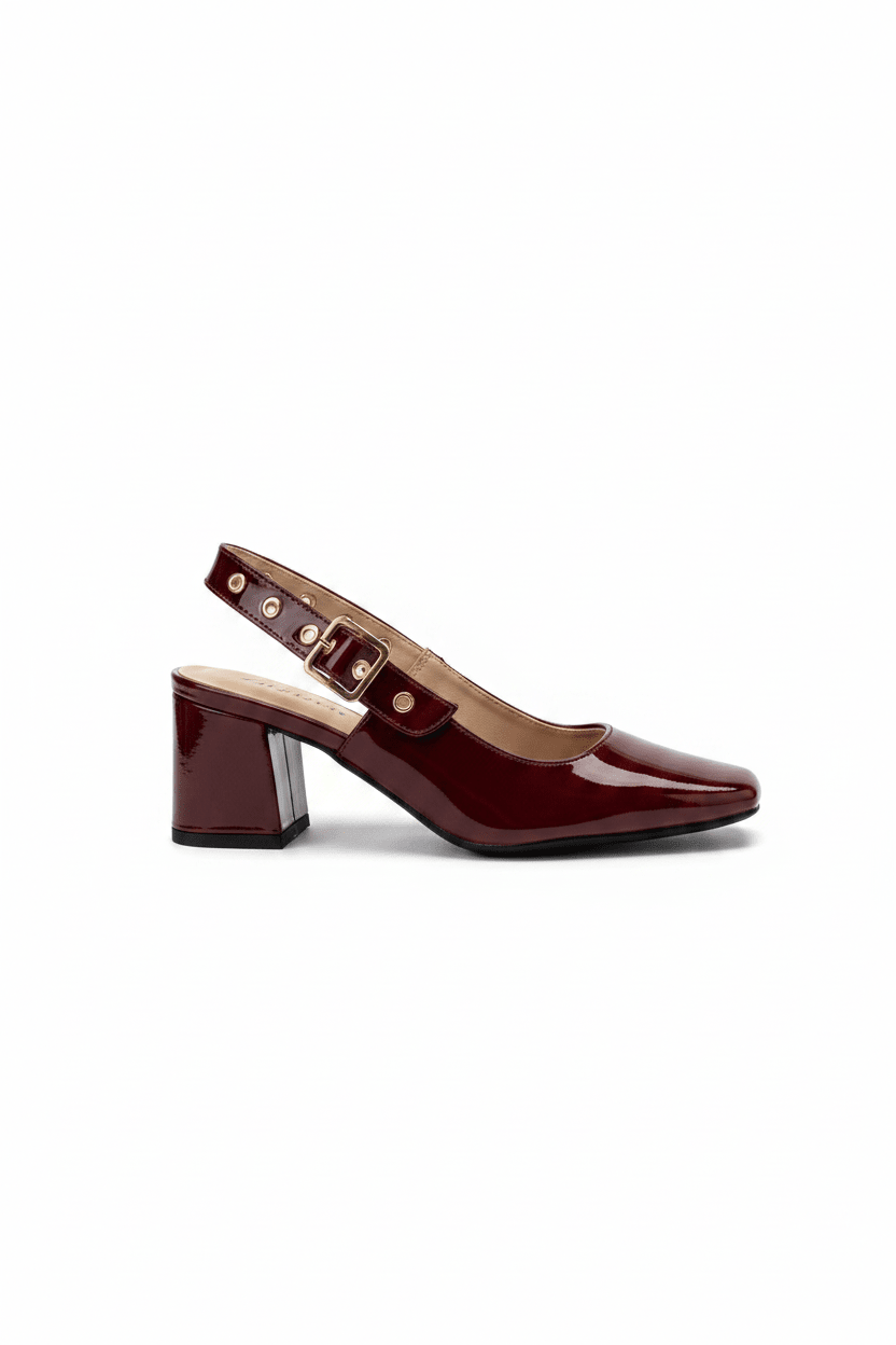 Tacones Burgundy Charol 15081 Tacón Medio Punta Fina Slingback de mujer Costa Rica - ZOÉ BRAND 2026 burgundy charol