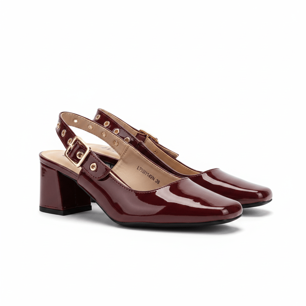 Tacones Burgundy Charol 15081 Tacón Medio Punta Fina Slingback de mujer Costa Rica - ZOÉ BRAND 2026 burgundy charol