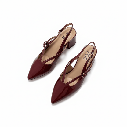 Tacones Burgundy Charol 15086 Tacón Medio Punta Fina Slingback de mujer Costa Rica - ZOÉ BRAND 2026 burgundy charol