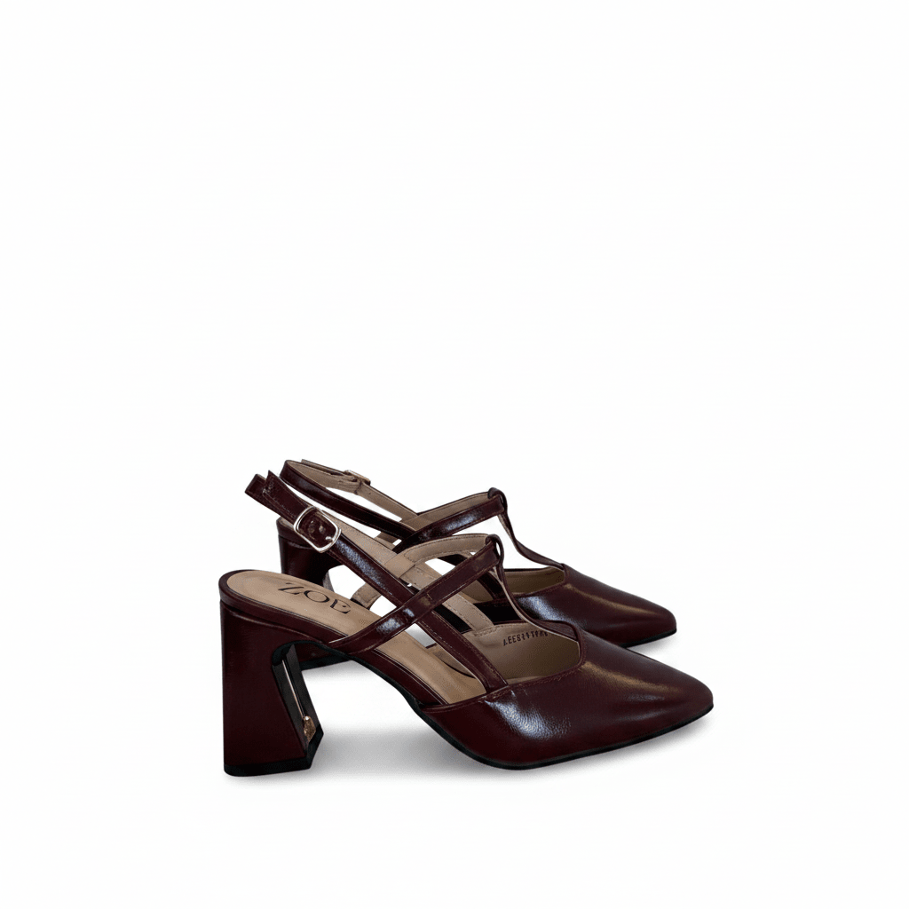 Tacones Burgundy Charol 15095 Hebilla Tacón Alto Punta Fina de mujer Costa Rica - ZOÉ BRAND 2026 burgundy clásico