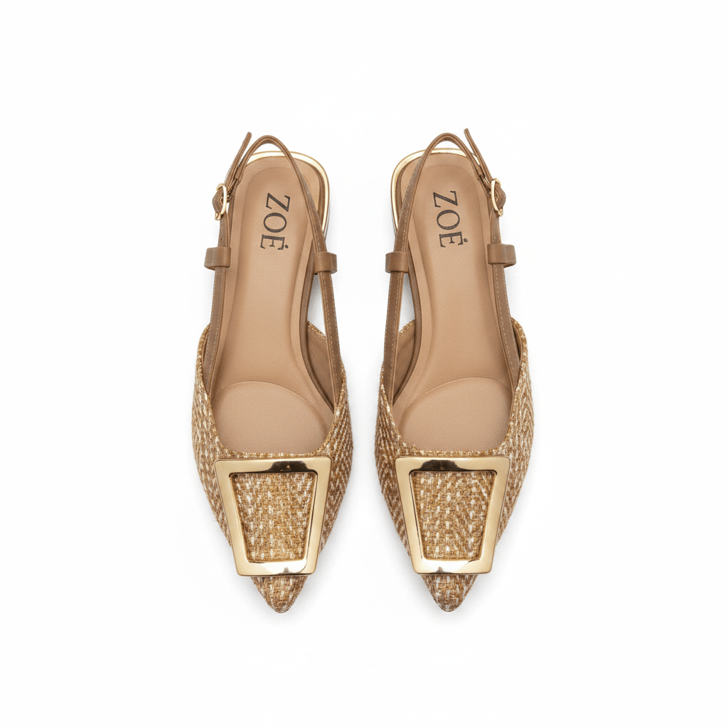 Tacones Camel 15093 Tacón Bajo Punta Cuadrada Slingback de mujer Costa Rica - ZOÉ BRAND 2026 clásico disponible-35