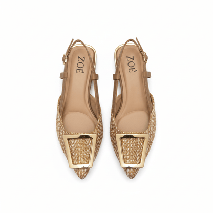 Tacones Camel 15093 Tacón Bajo Punta Cuadrada Slingback de mujer Costa Rica - ZOÉ BRAND 2026 clásico disponible-35