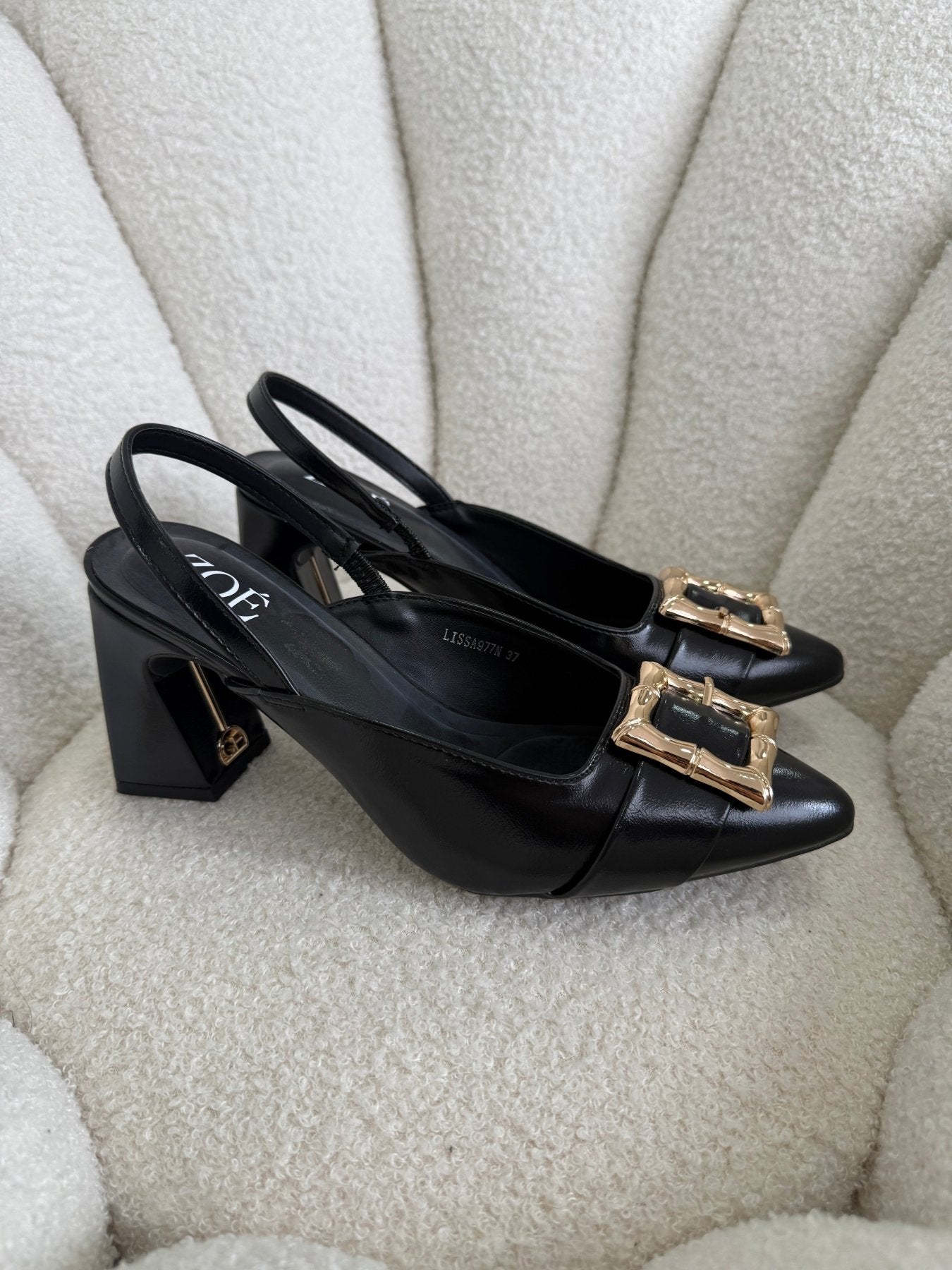 Tacones Negro 15019 Hebilla Slingback Ejecutivo Zoé Brand Costa Rica - ZOÉ BRAND 2026 BLACK charol