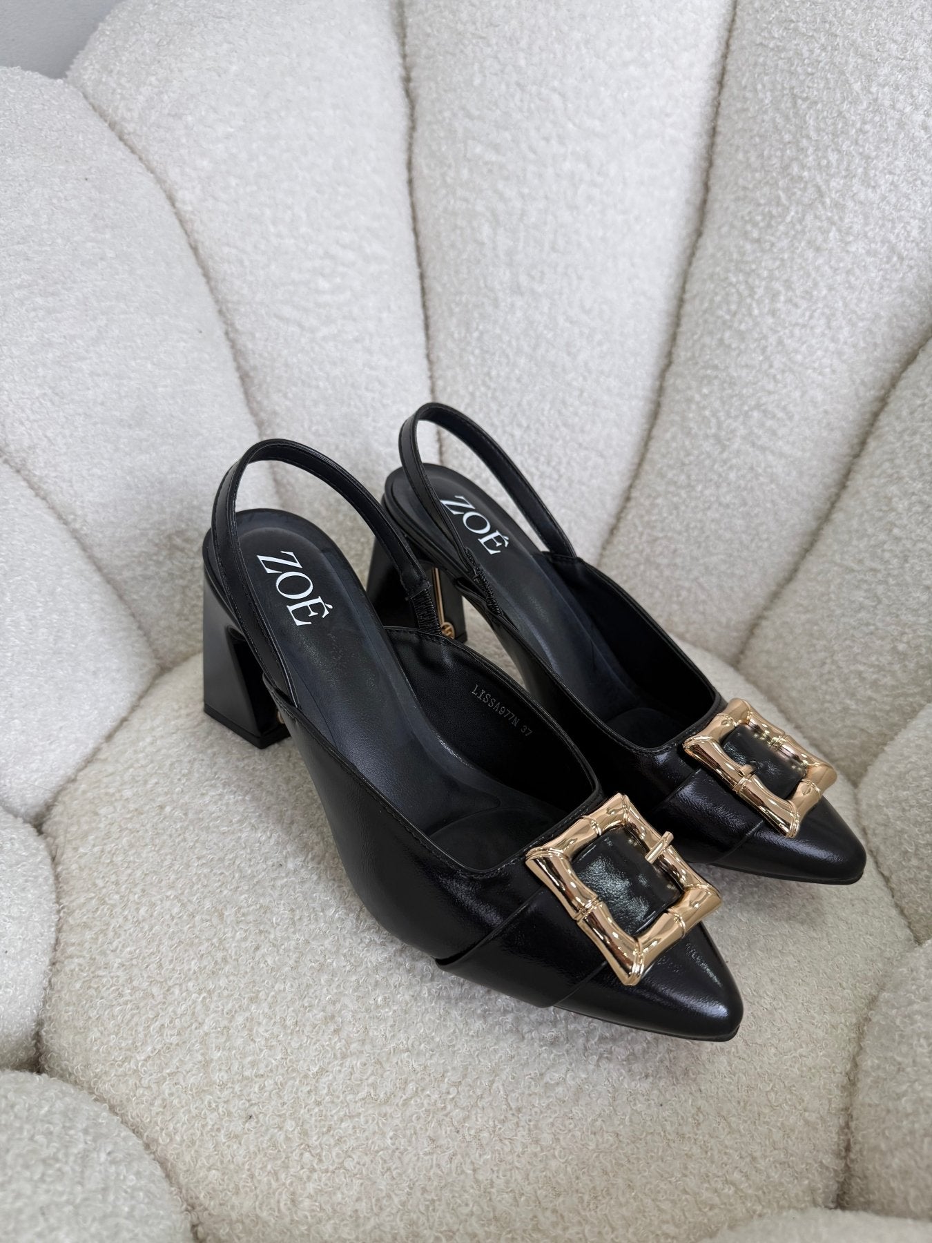 Tacones Negro 15019 Hebilla Slingback Ejecutivo Zoé Brand Costa Rica - ZOÉ BRAND 2026 BLACK charol