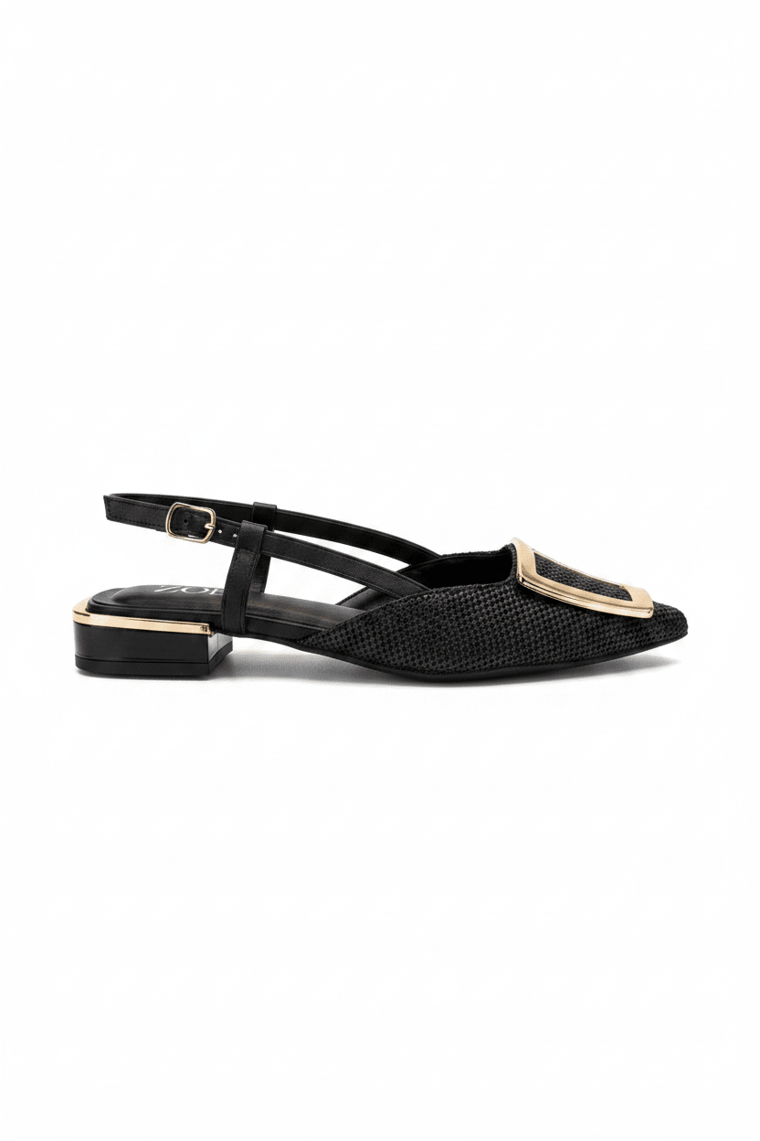 Tacones Negro 15091 Tacón Bajo Punta Fina Slingback de mujer Costa Rica - ZOÉ BRAND 2026 BLACK clásico