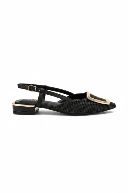 Tacones Negro 15091 Tacón Bajo Punta Fina Slingback de mujer Costa Rica - ZOÉ BRAND 2026 BLACK clásico