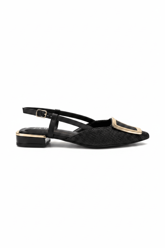 Tacones Negro 15091 Tacón Bajo Punta Fina Slingback de mujer Costa Rica - ZOÉ BRAND 2026 BLACK clásico