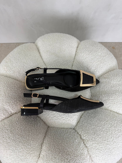 Tacones Negro 15091 Tacón Bajo Punta Fina Slingback de mujer Costa Rica - ZOÉ BRAND 2026 BLACK clásico