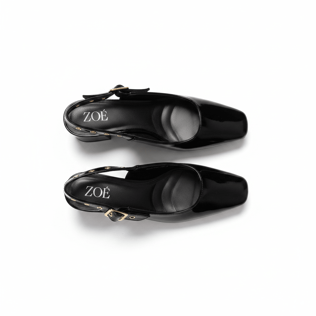 Tacones Negro Charol 15079 Tacón Medio Punta Fina Slingback de mujer Costa Rica - ZOÉ BRAND 2026 BLACK charol
