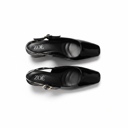 Tacones Negro Charol 15079 Tacón Medio Punta Fina Slingback de mujer Costa Rica - ZOÉ BRAND 2026 BLACK charol