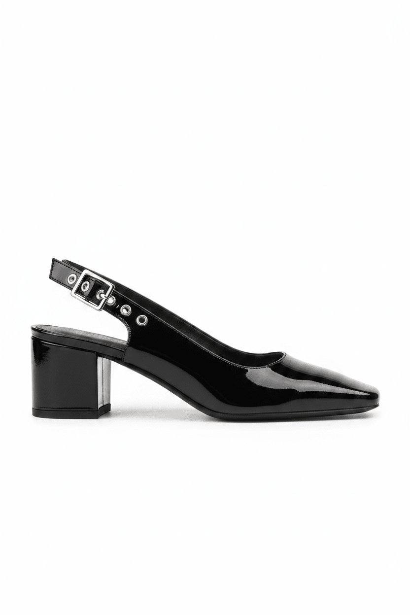 Tacones Negro Charol 15079 Tacón Medio Punta Fina Slingback de mujer Costa Rica - ZOÉ BRAND 2026 BLACK charol