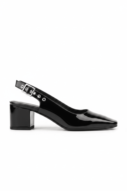 Tacones Negro Charol 15079 Tacón Medio Punta Fina Slingback de mujer Costa Rica - ZOÉ BRAND 2026 BLACK charol