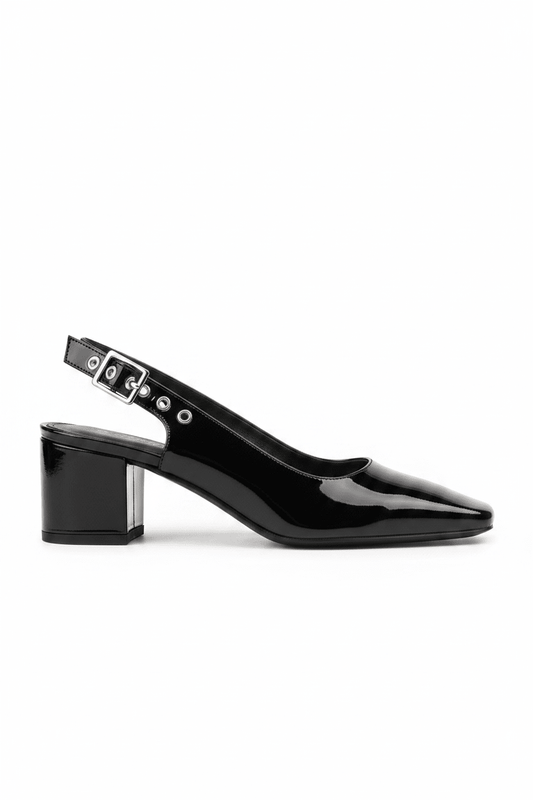 Tacones Negro Charol 15079 Tacón Medio Punta Fina Slingback de mujer Costa Rica - ZOÉ BRAND 2026 BLACK charol
