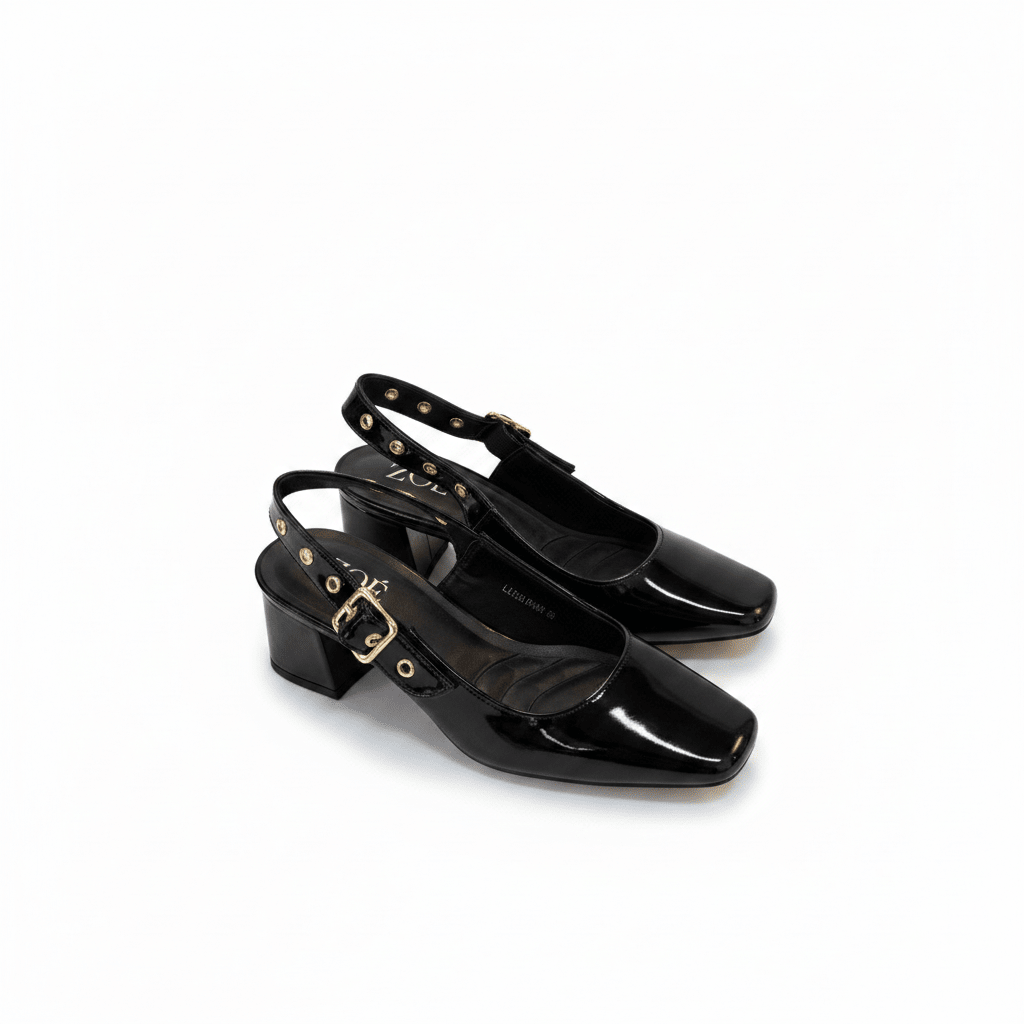 Tacones Negro Charol 15079 Tacón Medio Punta Fina Slingback de mujer Costa Rica - ZOÉ BRAND 2026 BLACK charol