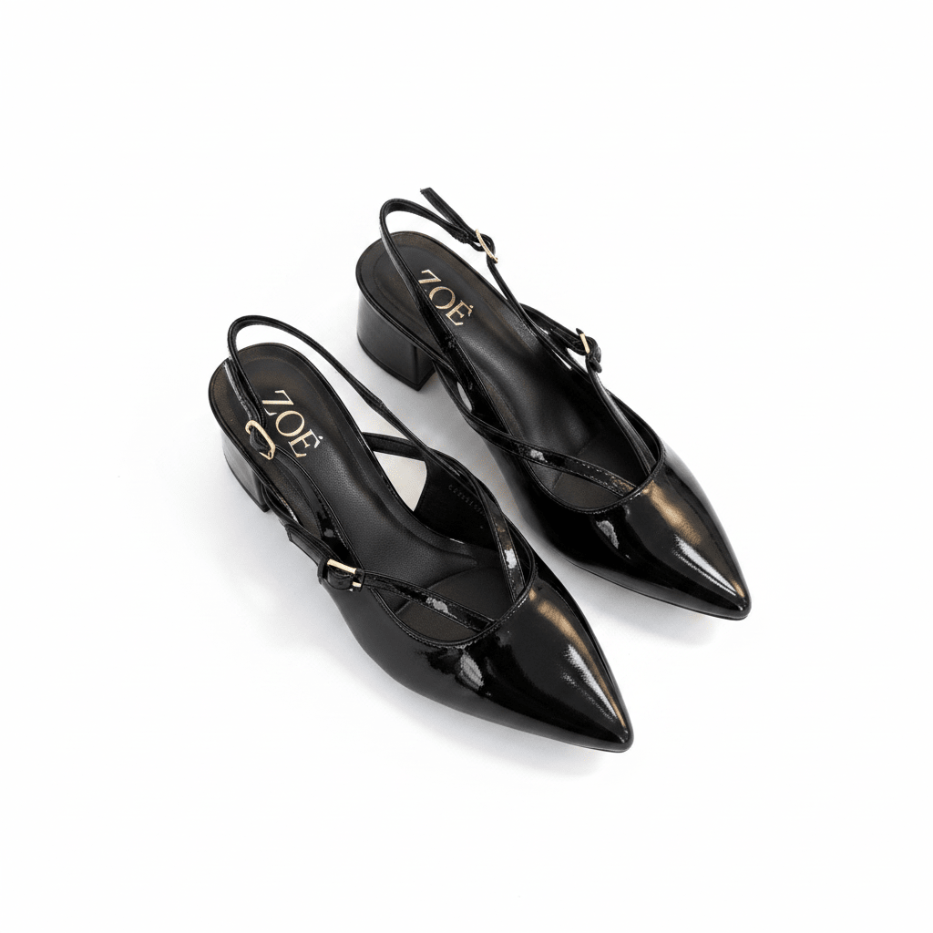 Tacones Negro Charol 15085 Tacón Medio Punta Fina Slingback de mujer Costa Rica - ZOÉ BRAND 2026 BLACK charol