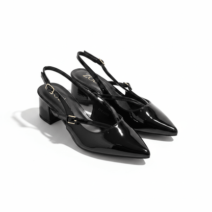 Tacones Negro Charol 15085 Tacón Medio Punta Fina Slingback de mujer Costa Rica - ZOÉ BRAND 2026 BLACK charol
